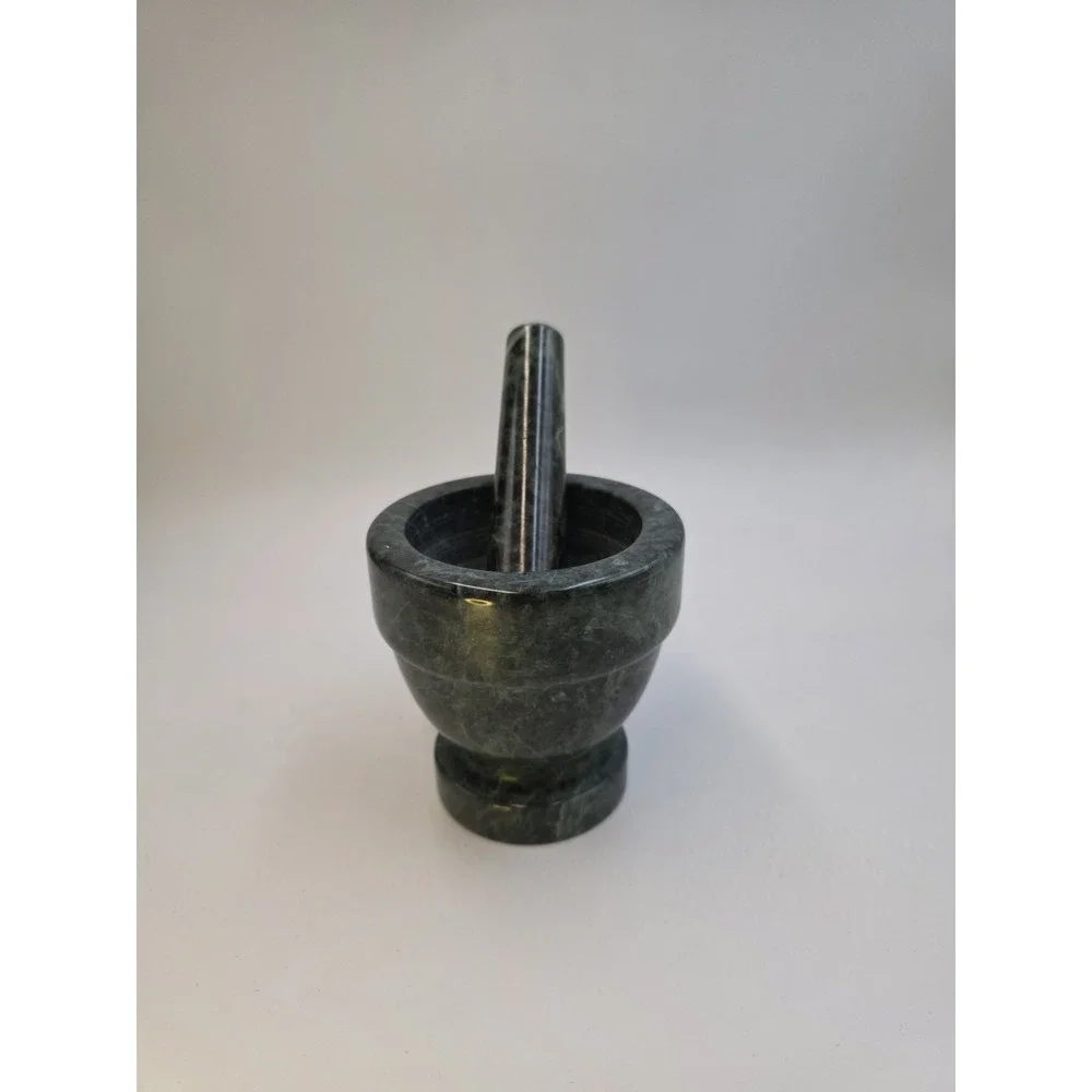 Green Marble Mortar and Pestle 4in Bowl Herb Spice‎ Grinder Stone Kitchen Decor